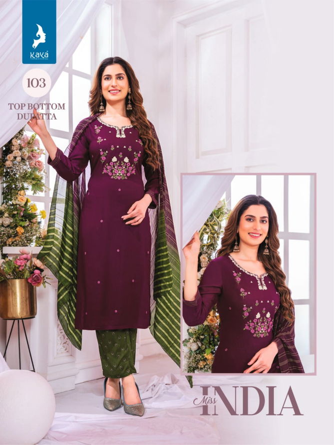 Miss India By Kaya Pocket Rayon Slub Designer Kurti With Bottom Dupatta Wholesale Online